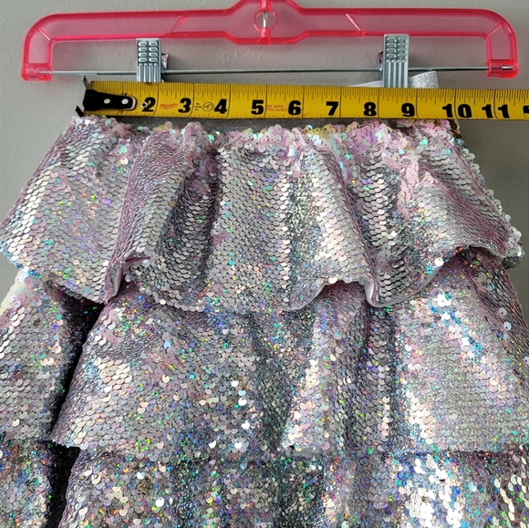 Lola and the boys 3 layer shimmering silver sequin skirt. Size 4T. New with tags - Picture 5 of 10